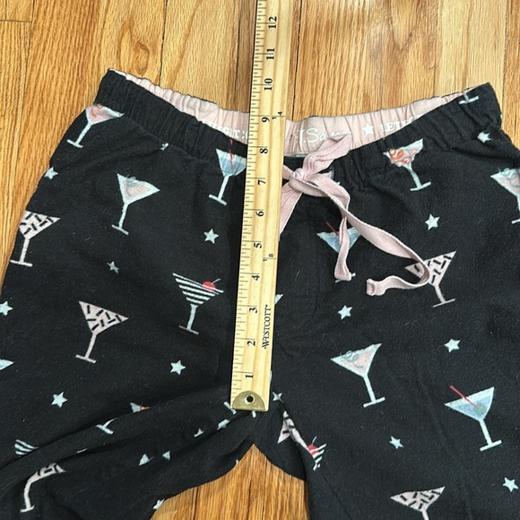 PJ Salvage pajama bottoms, black with martini glasses, size XS or S, soft, cozy. - Picture 3 of 8